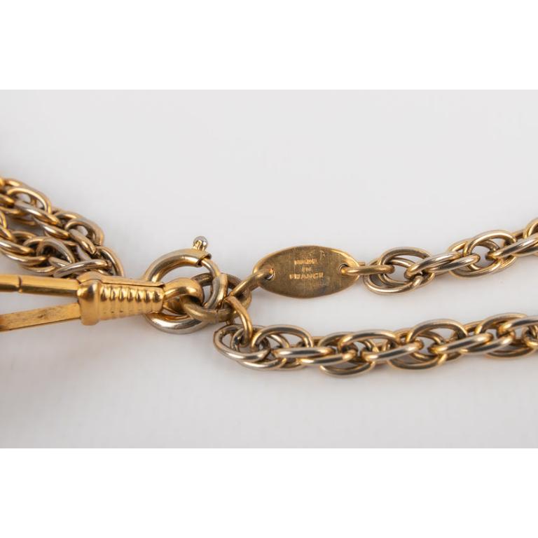 Chanel, collier en métal doré en verre grossissant, 1985 en vente 7