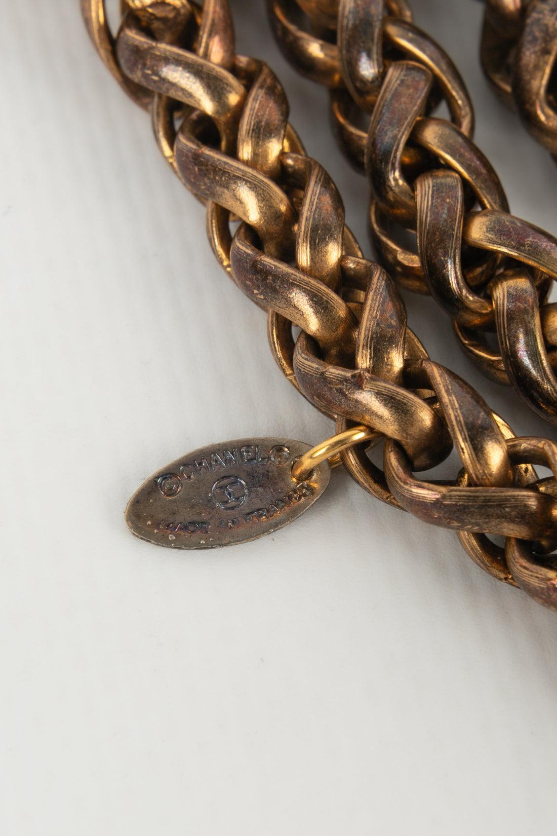 Chanel, Halskette aus goldenem Metall, 1980er-Jahre im Angebot 3