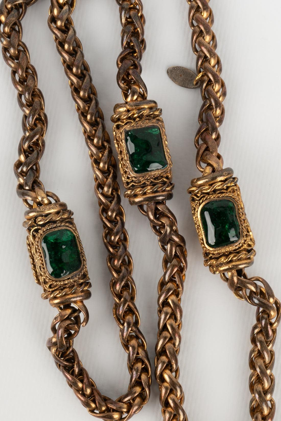 Chanel, Halskette aus goldenem Metall, 1980er-Jahre im Angebot 4