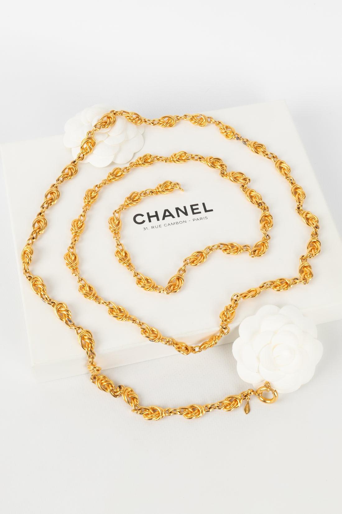 Chanel Goldene Metall-Halskette Sautoir mit Schleifen im Angebot 6