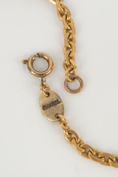 Chanel Golden Metal Necklace with a Four-leaf Clover-shaped Pendant, 1980s