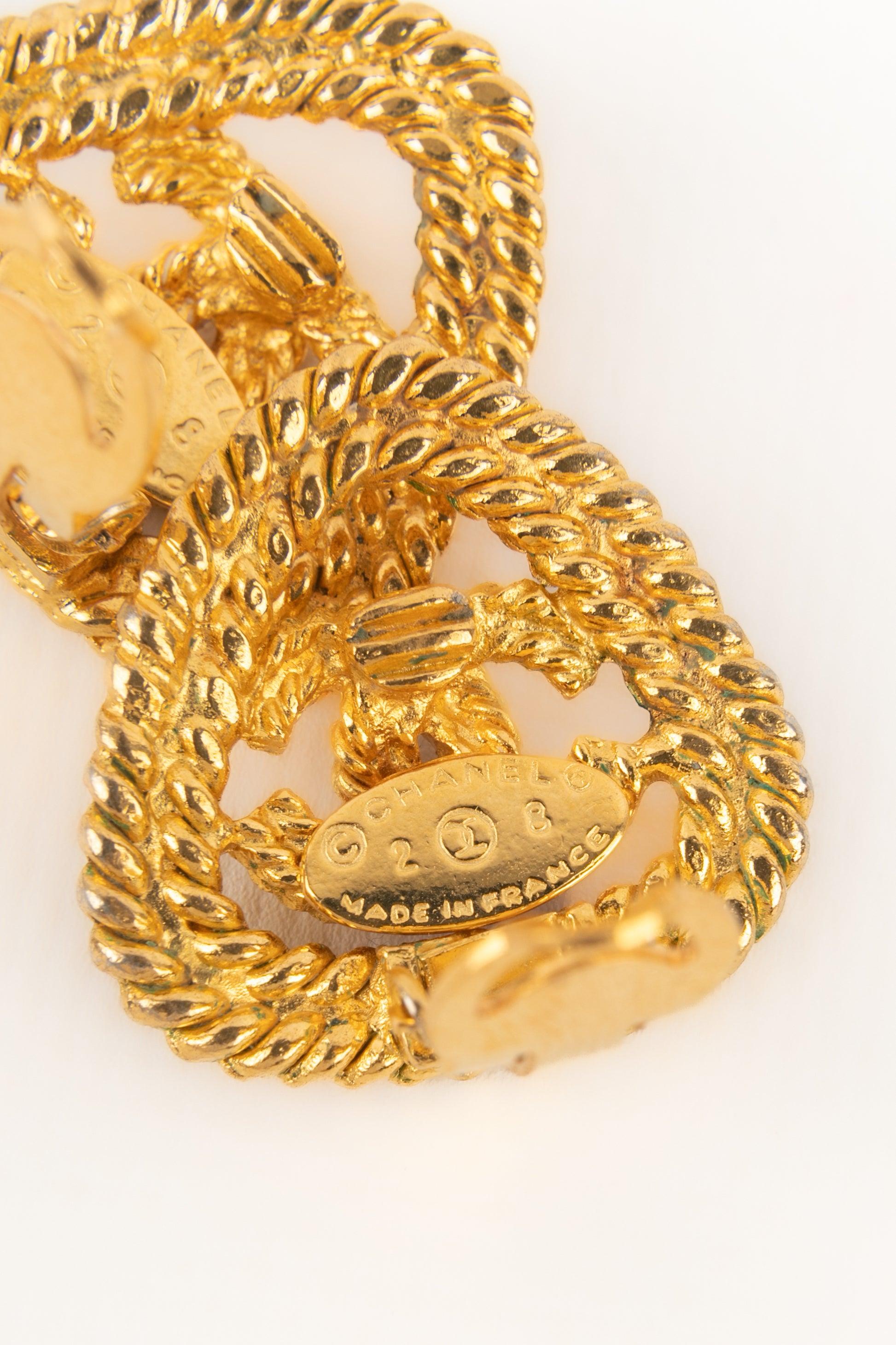 Women's Chanel Golden Metal Openwork Earrings For Sale