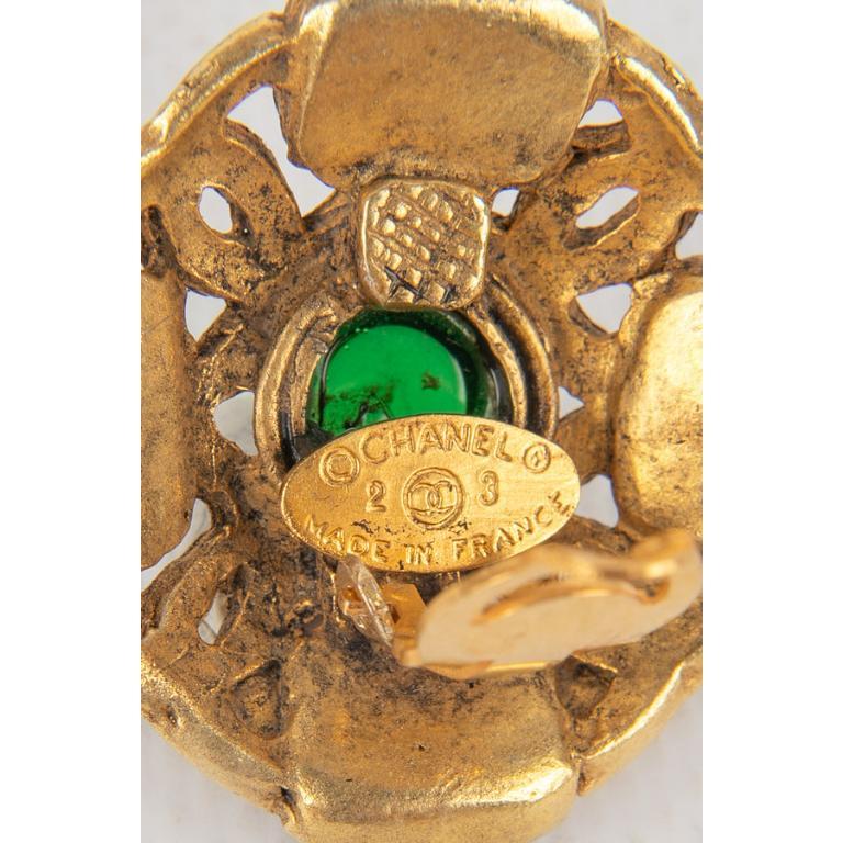 Chanel Golden Metal Openwork Earrings For Sale 2