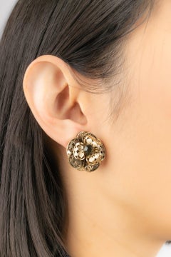 Chanel Golden Metal Openwork Flower Earrings, 2001