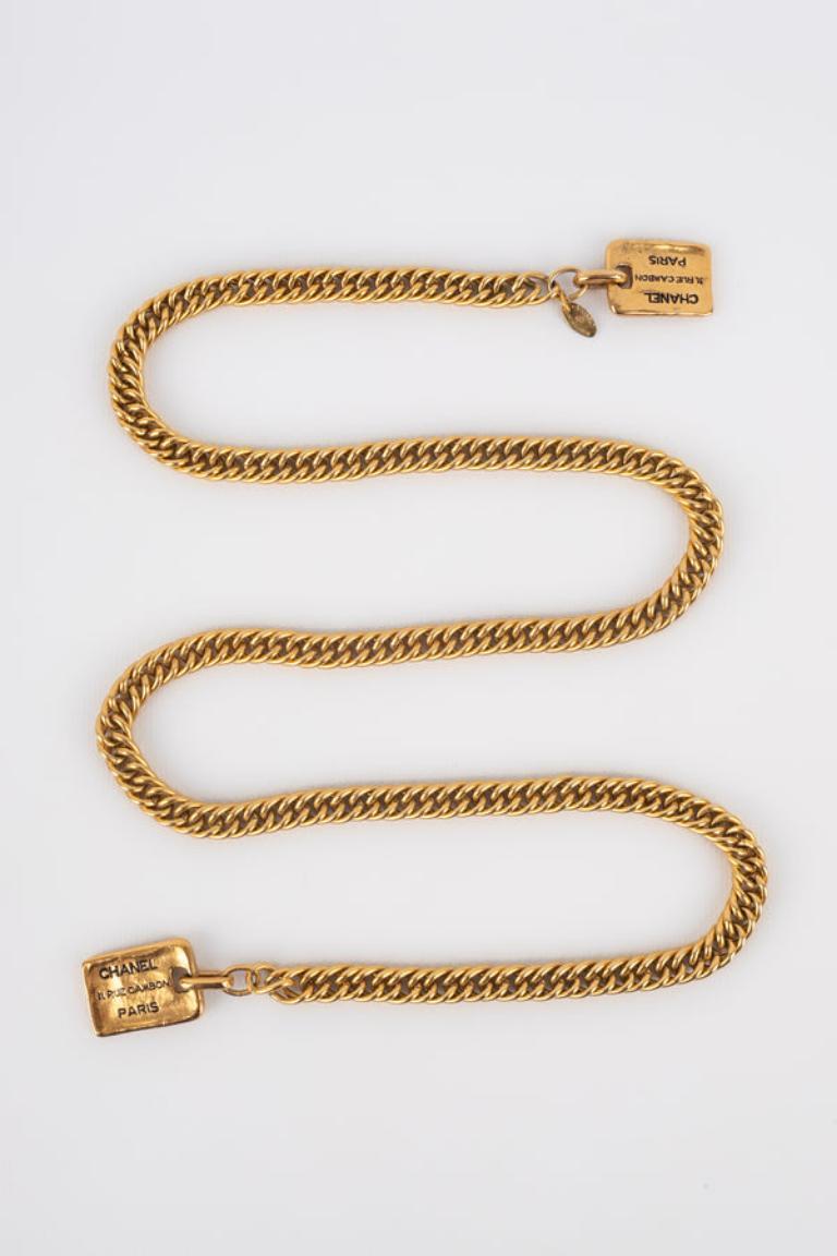 Chanel Goldene Metallkrawatte-Halskette, 1980er Jahre Damen