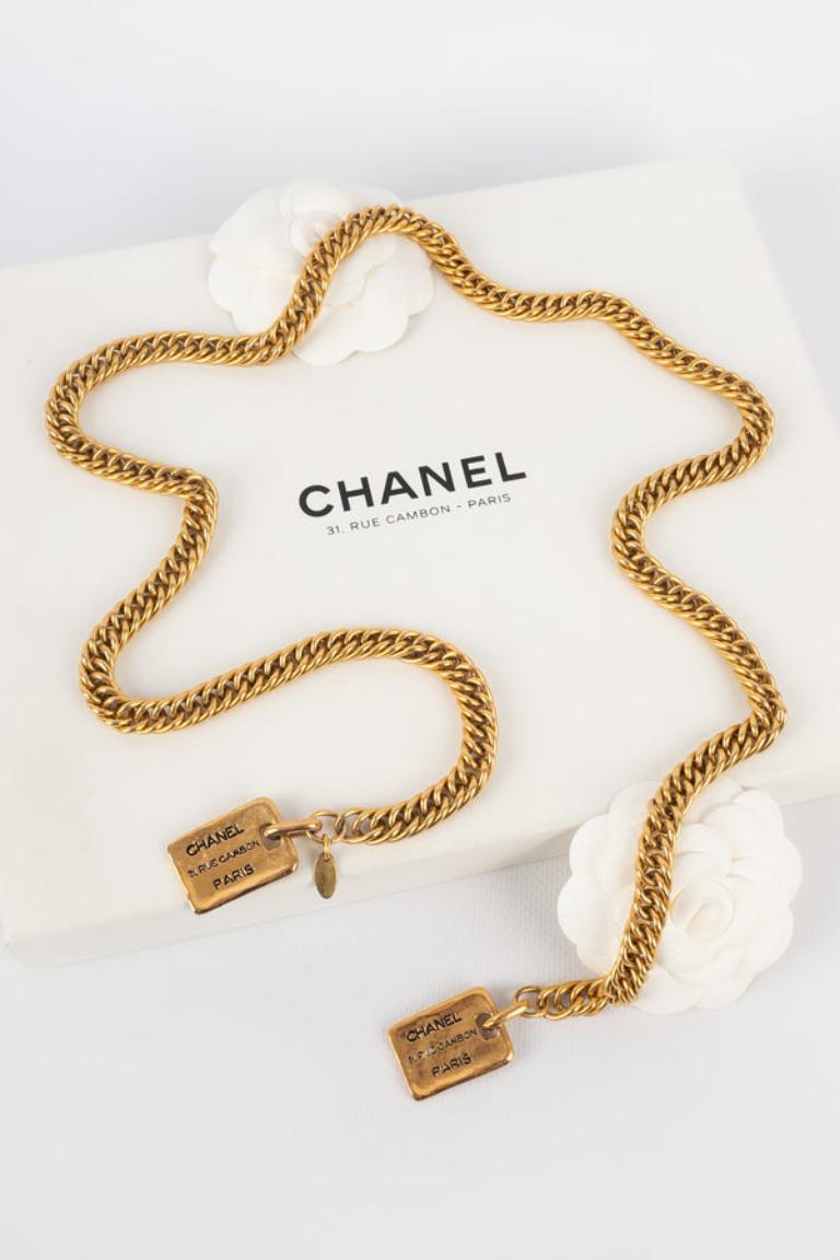 Chanel Golden Metal Tie Necklace, 1980s 4