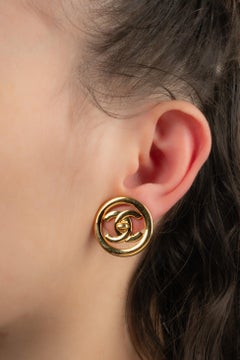 Chanel Golden Metal Turn-lock Earrings, 1997