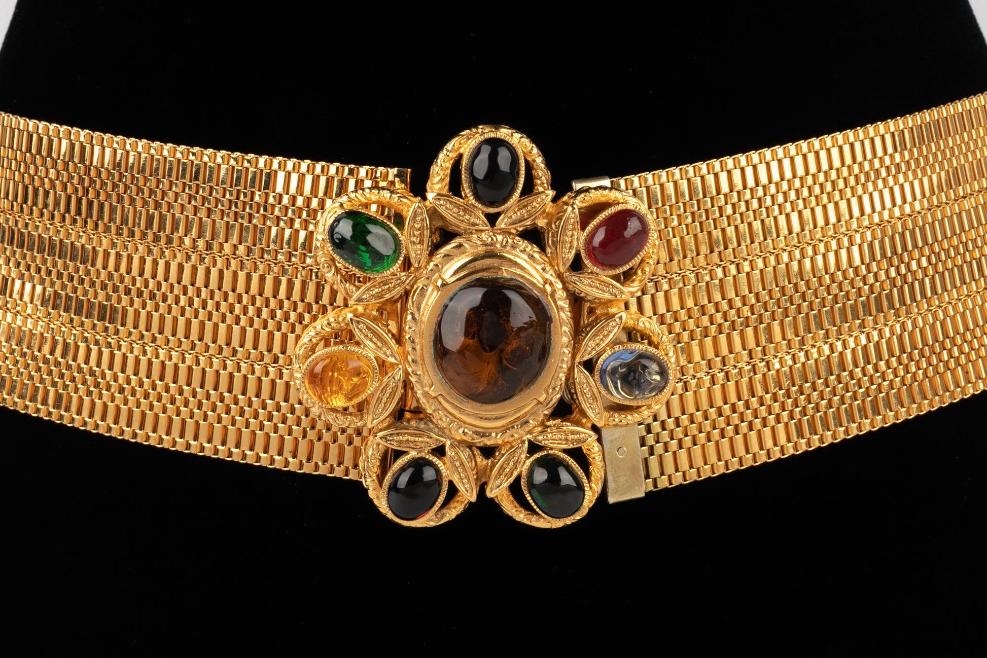 Black Chanel Golden Metal Wide Belt, 1996