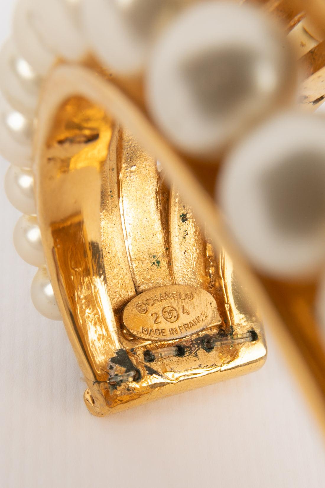 Chanel, bracelet en métal doré avec perles de costume, années 1990 en vente 6