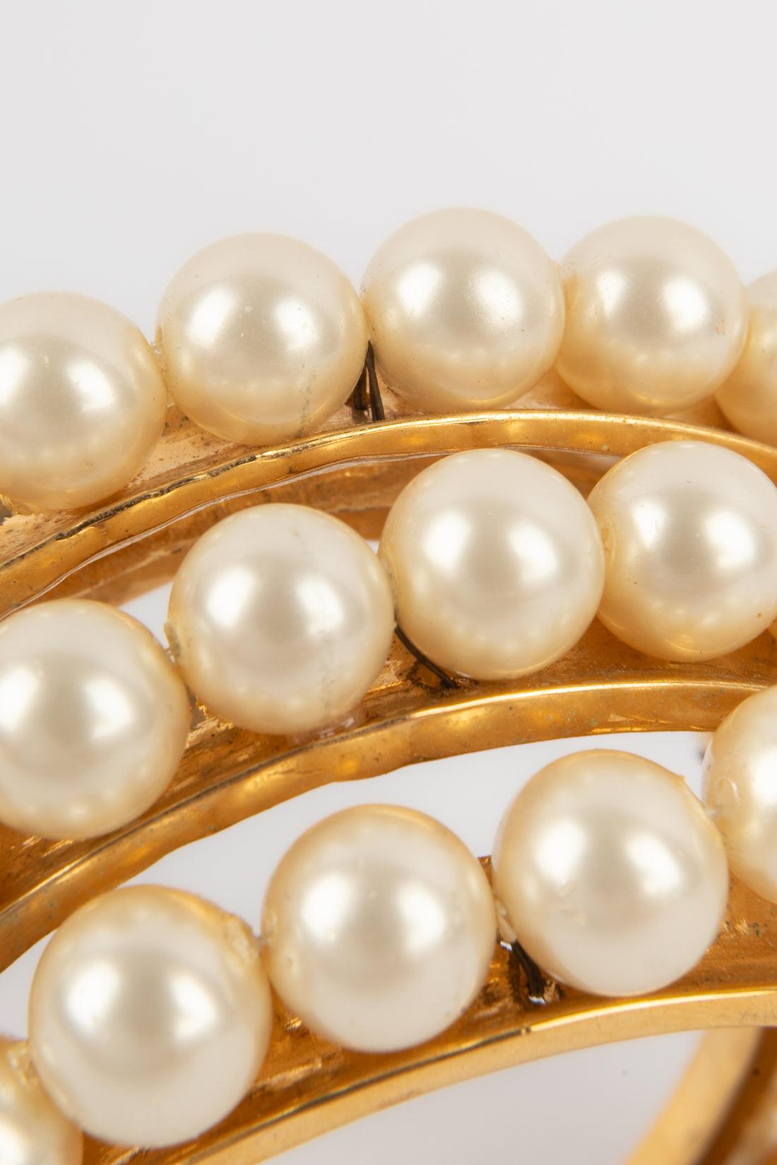 Chanel, bracelet en métal doré avec perles de costume, années 1990 en vente 5