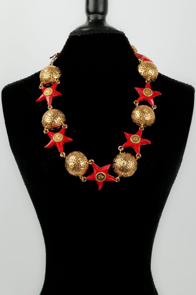 Women's Chanel Golden Metal with Red Resin Stars Belt