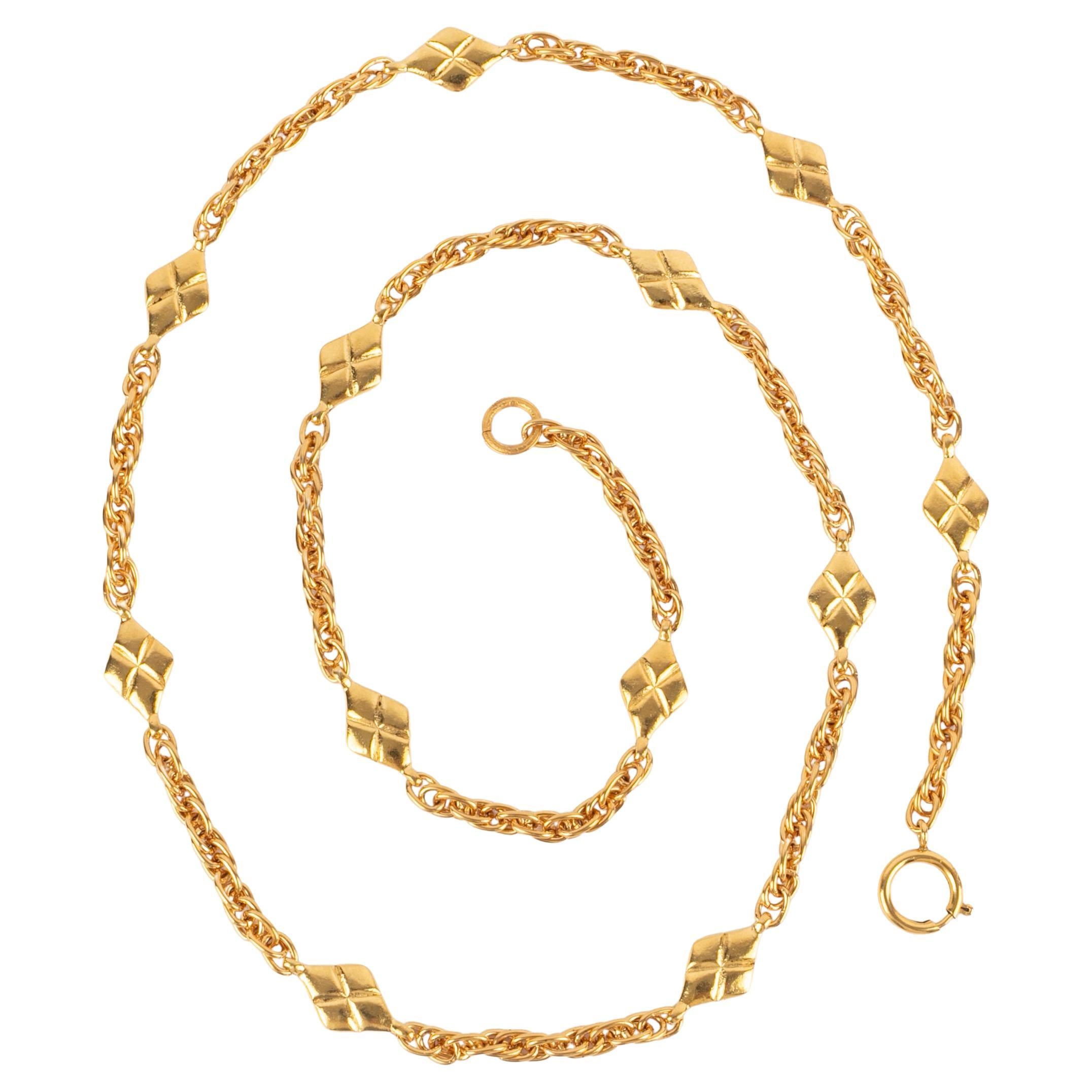 Chanel golden necklace For Sale