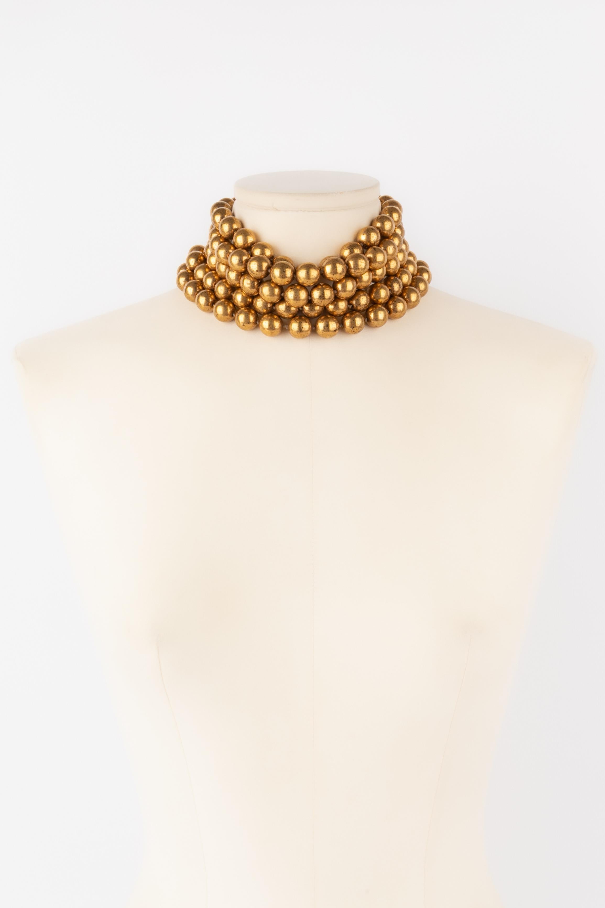 Chanel golden pearl necklace For Sale 6