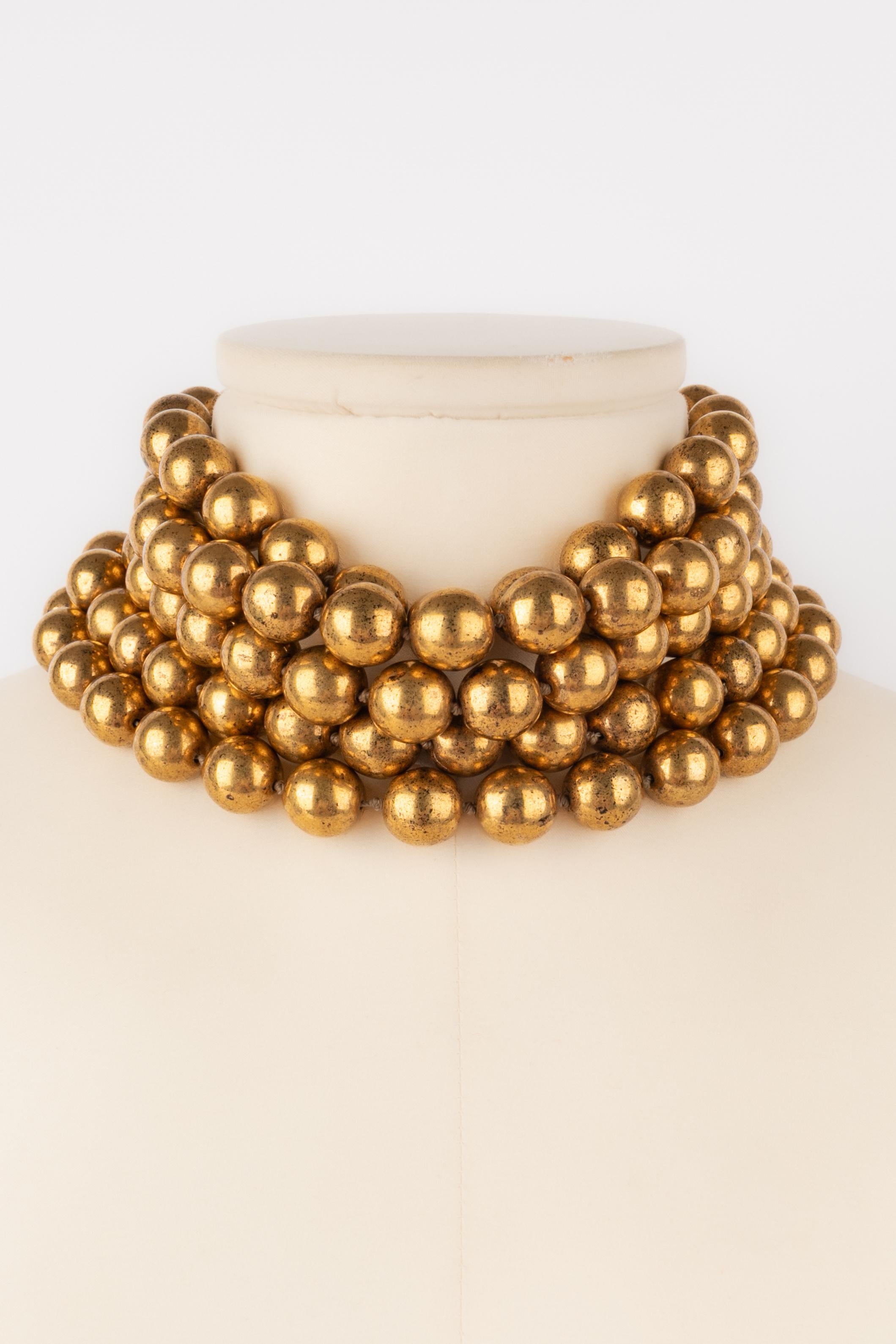 Chanel golden pearl necklace For Sale 7
