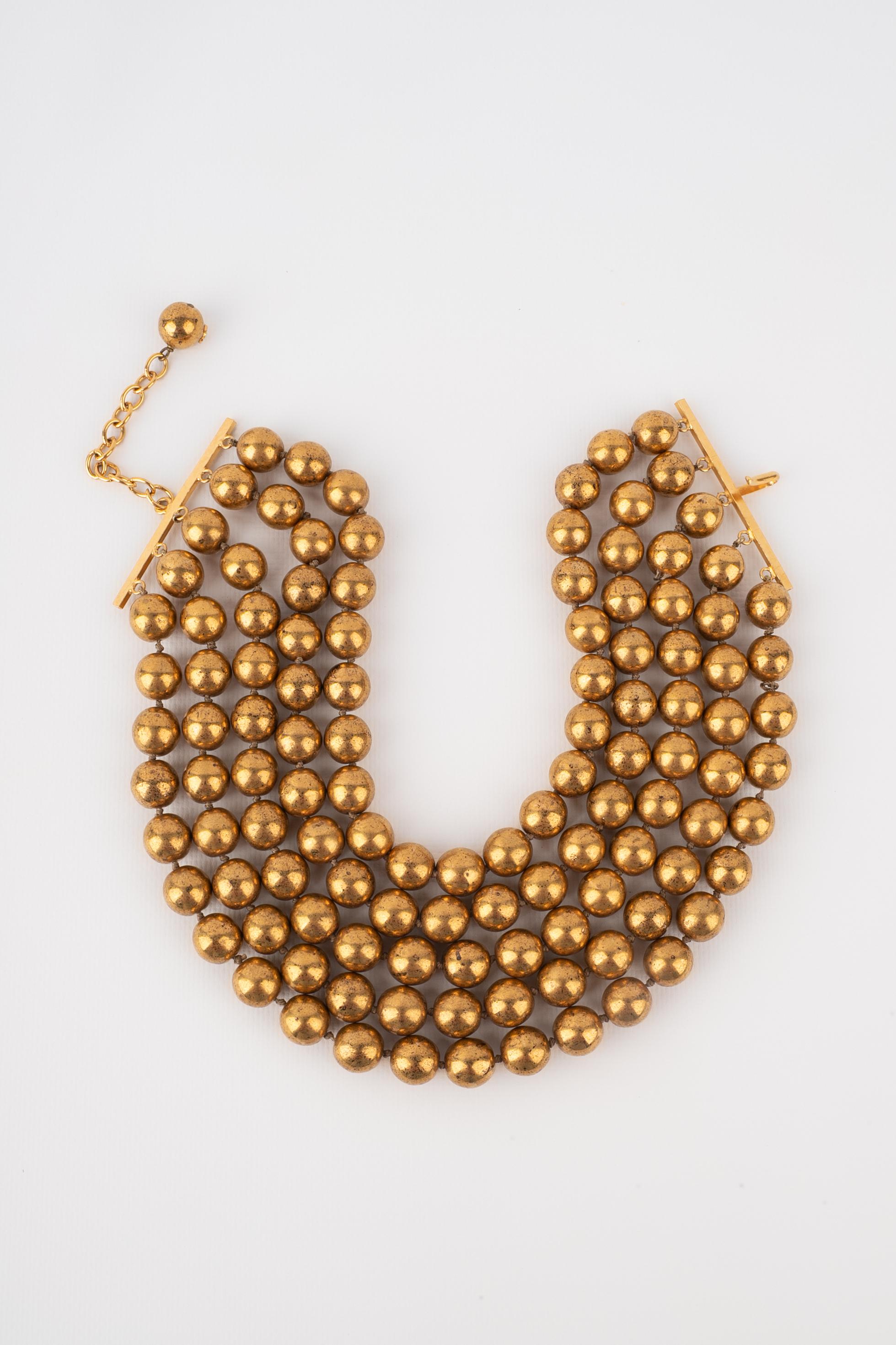 Chanel golden pearl necklace In Good Condition For Sale In SAINT-OUEN-SUR-SEINE, FR