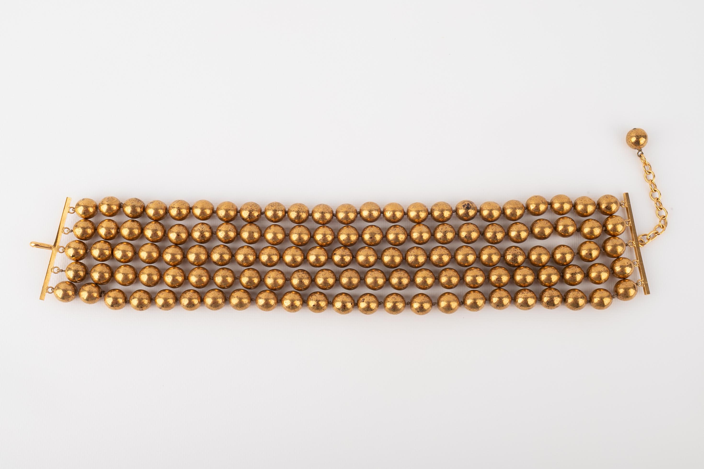Women's Chanel golden pearl necklace For Sale