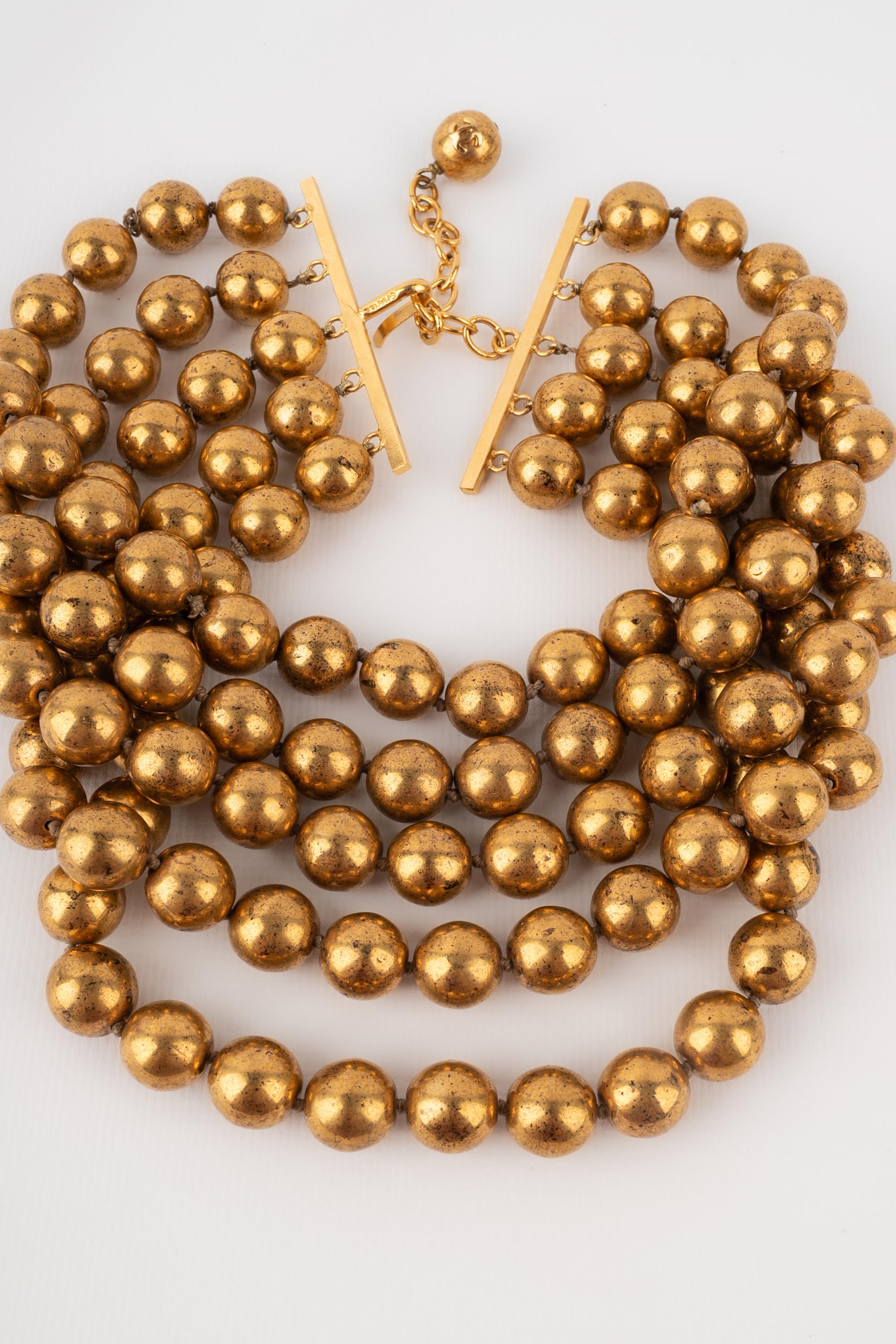 Chanel golden pearl necklace For Sale 1