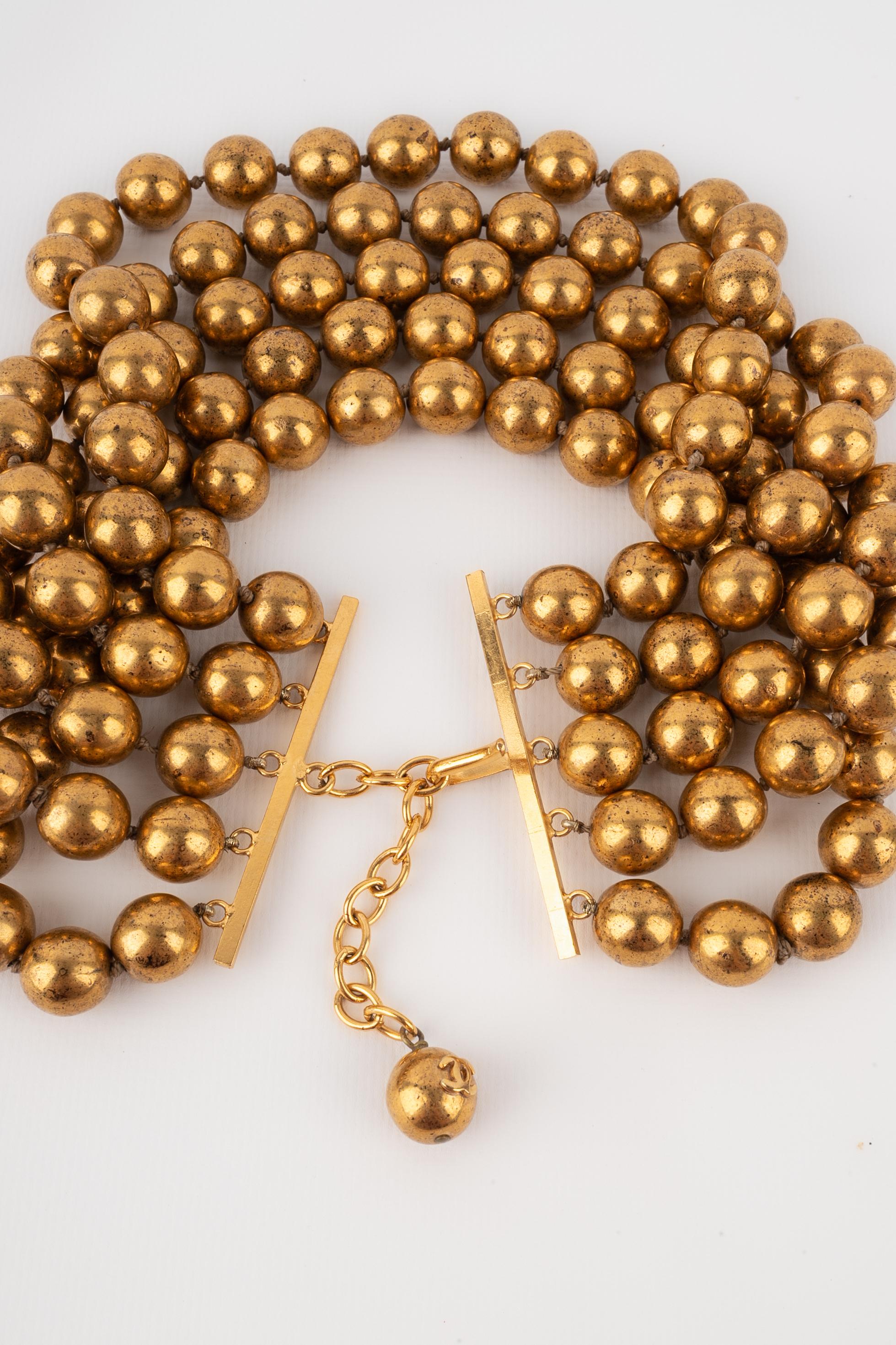 Chanel golden pearl necklace For Sale 2
