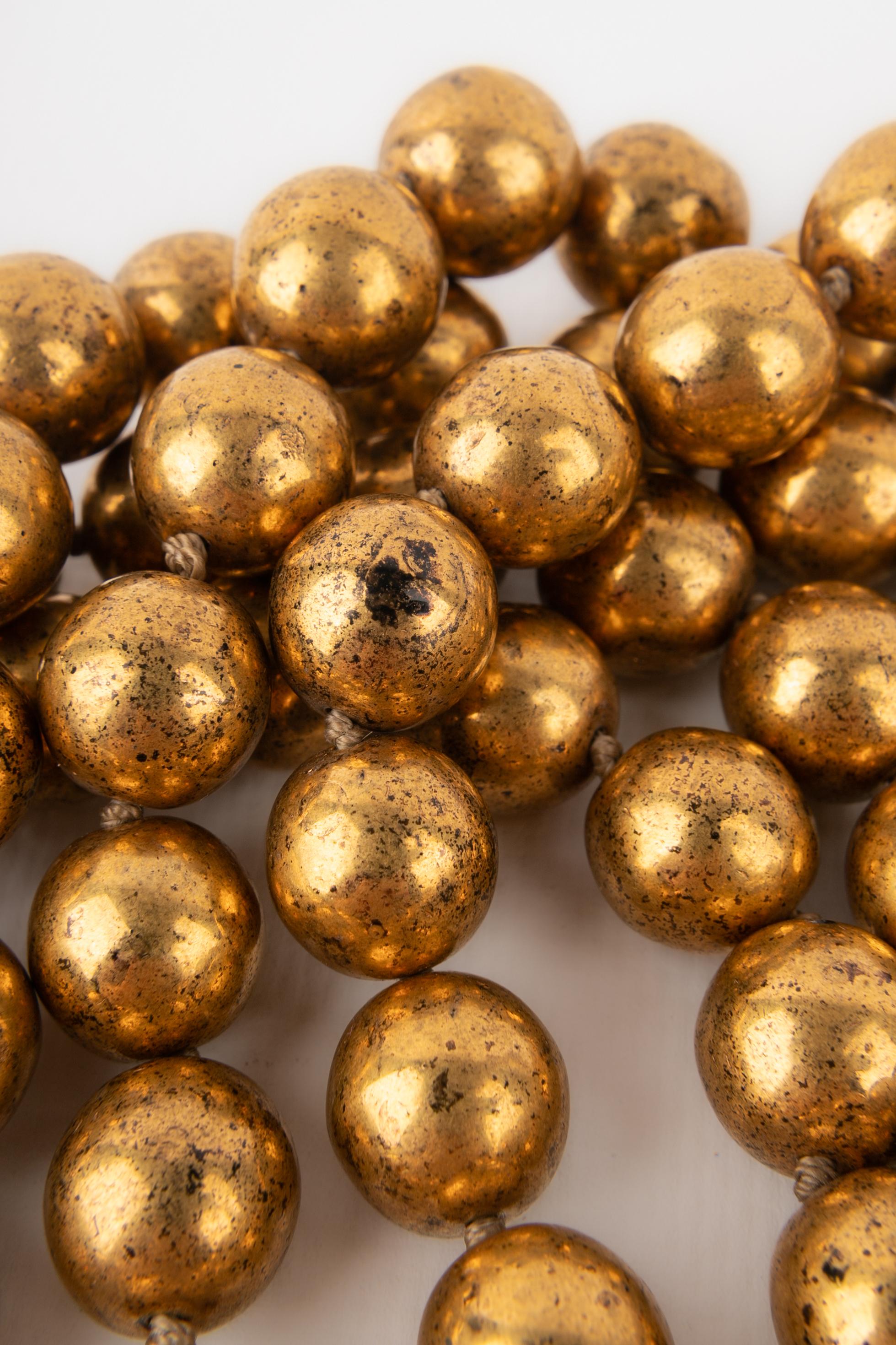 Chanel golden pearl necklace For Sale 4