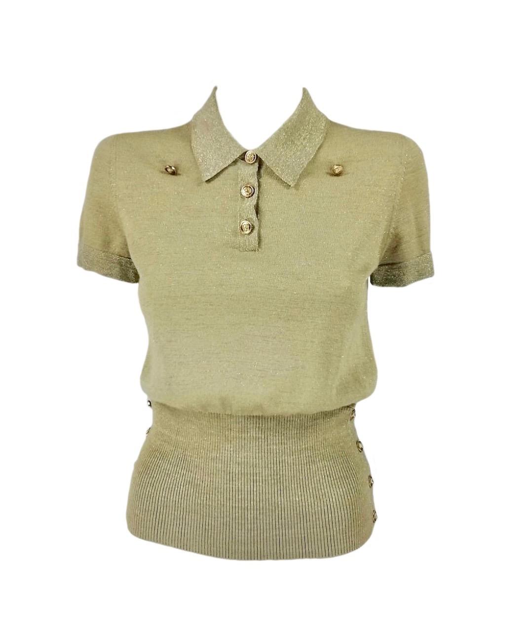 Women's Chanel golden sand cashmere and silk twin set  F/W 2008 FR 42 For Sale