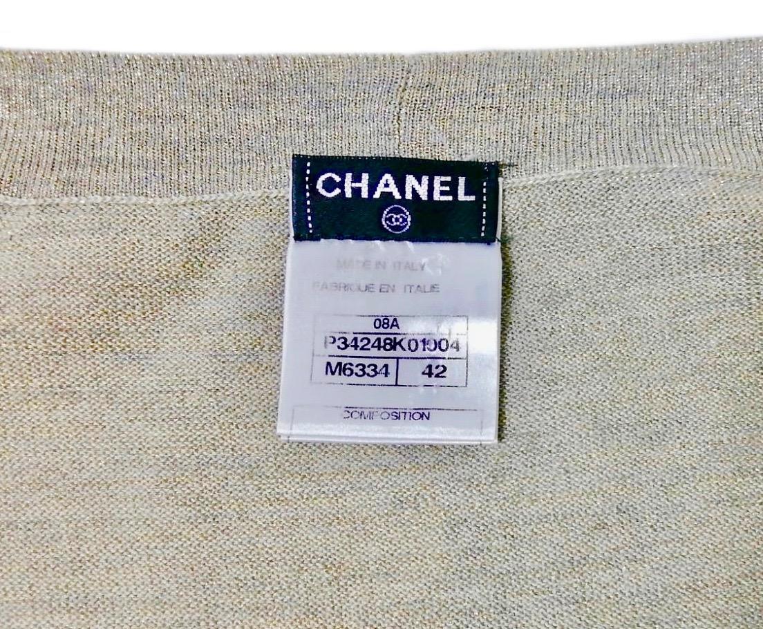 Chanel golden sand cashmere and silk twin set  F/W 2008 FR 42 For Sale 3