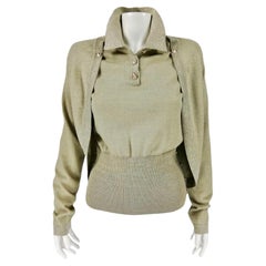 Used Chanel golden sand cashmere and silk twin set  F/W 2008 FR 42