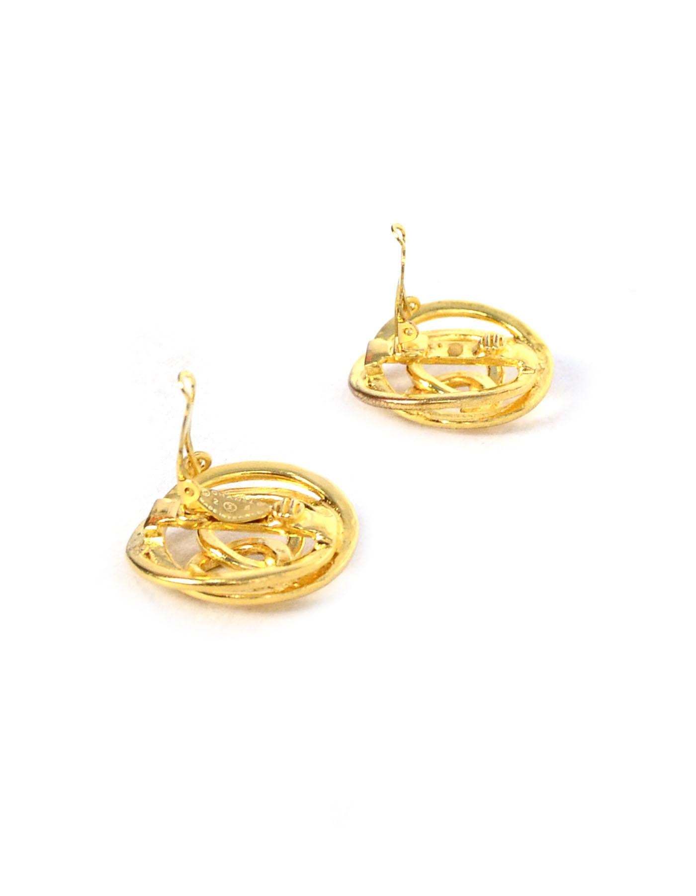 Chanel Goldtone CC Clip On Earrings In Good Condition In New York, NY