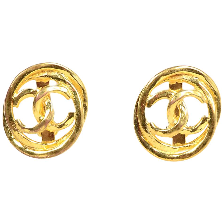 Chanel Goldtone CC Clip On Earrings