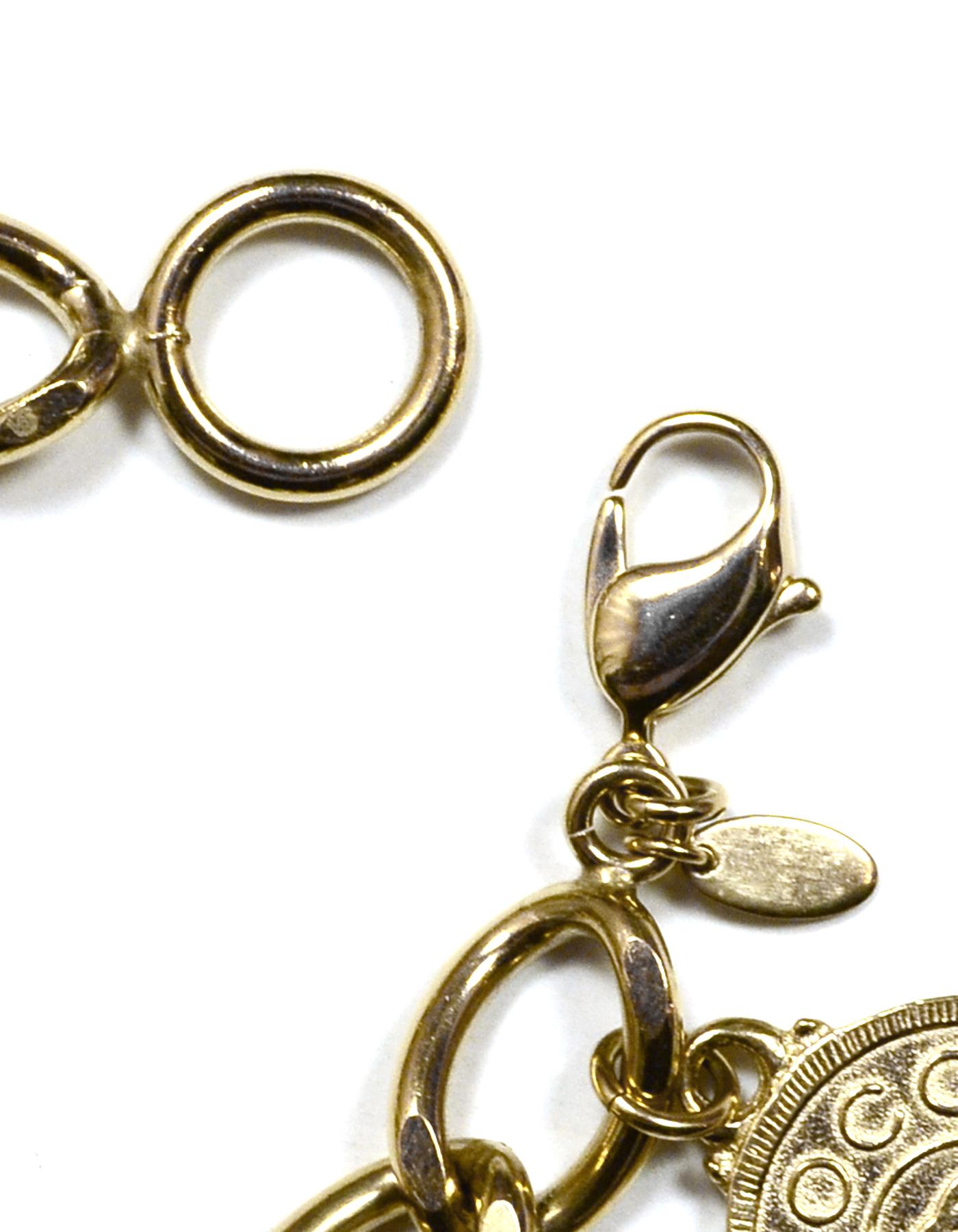 Women's Chanel Goldtone Coco Coin CC Charm Chainlink Bracelet