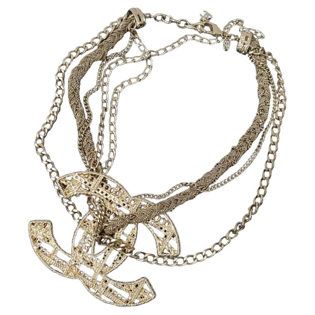 Chanel Goldtone Metal Chain CC Choker Necklace