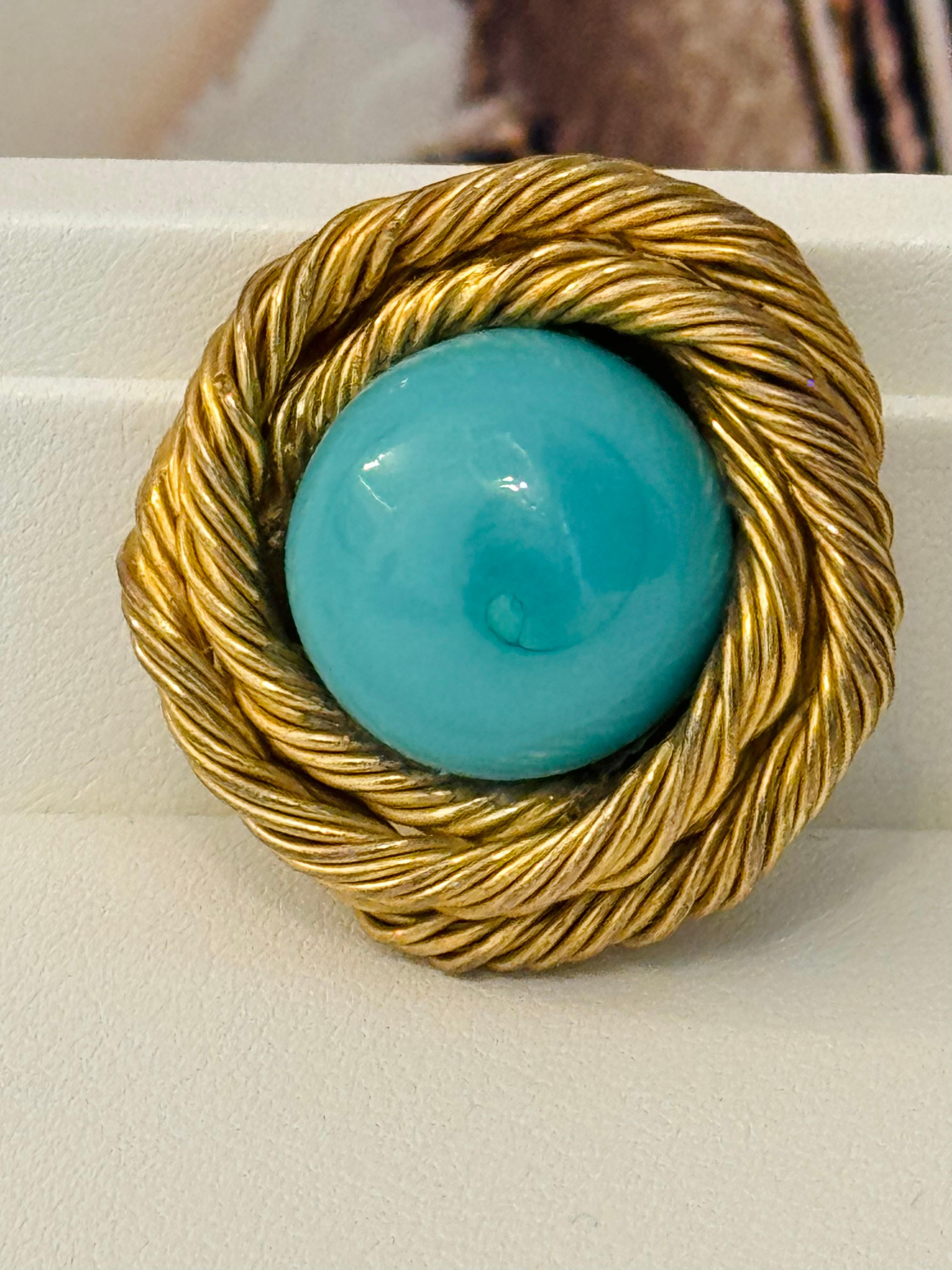 Extremely Rare Chanel 1960’s Goossens turquoise clip on earrings, Gabrielle Chanel Era. Clip on.