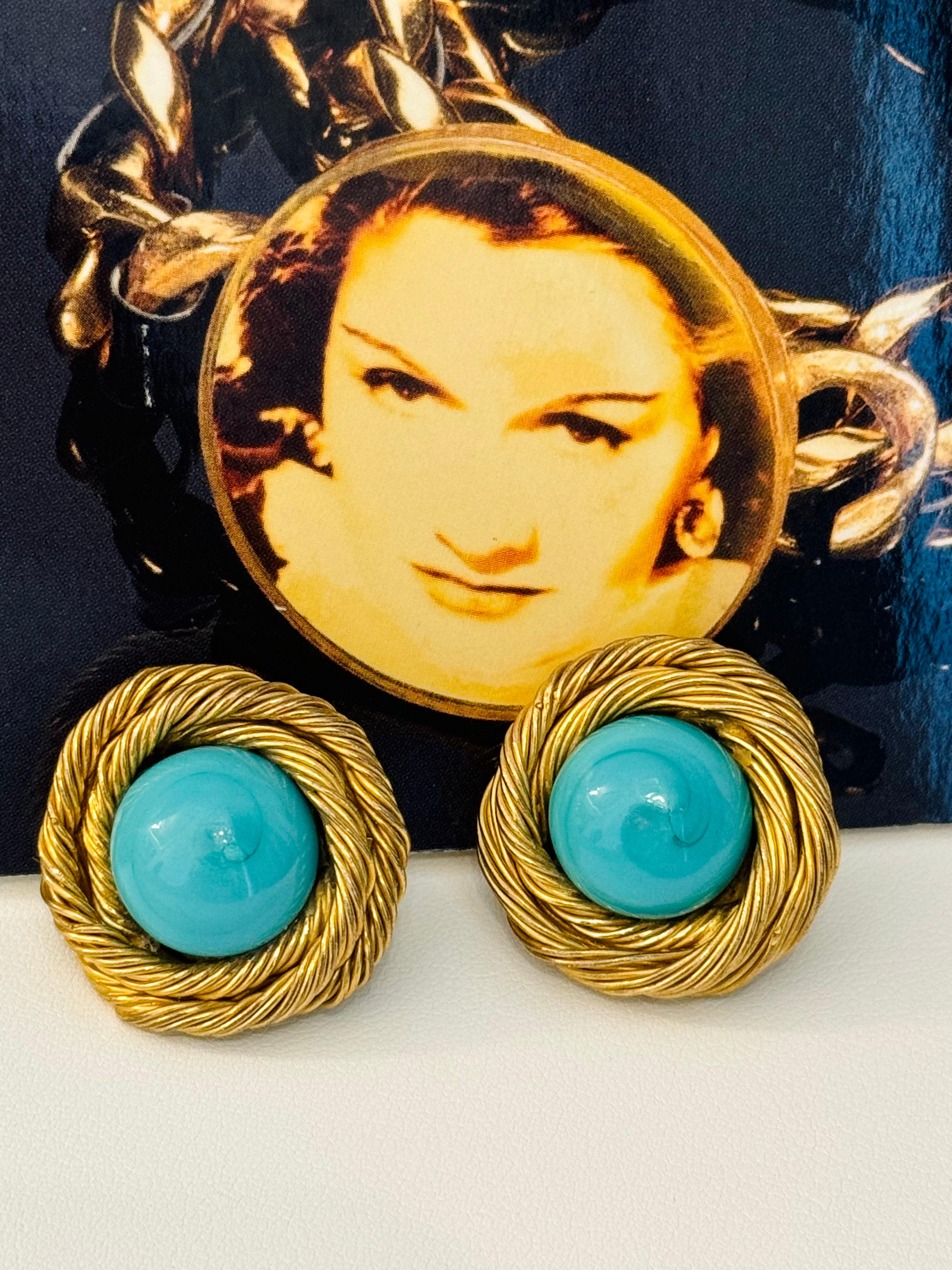 Women's or Men's Chanel Goossens vintage 1960’s Turquoise earrings