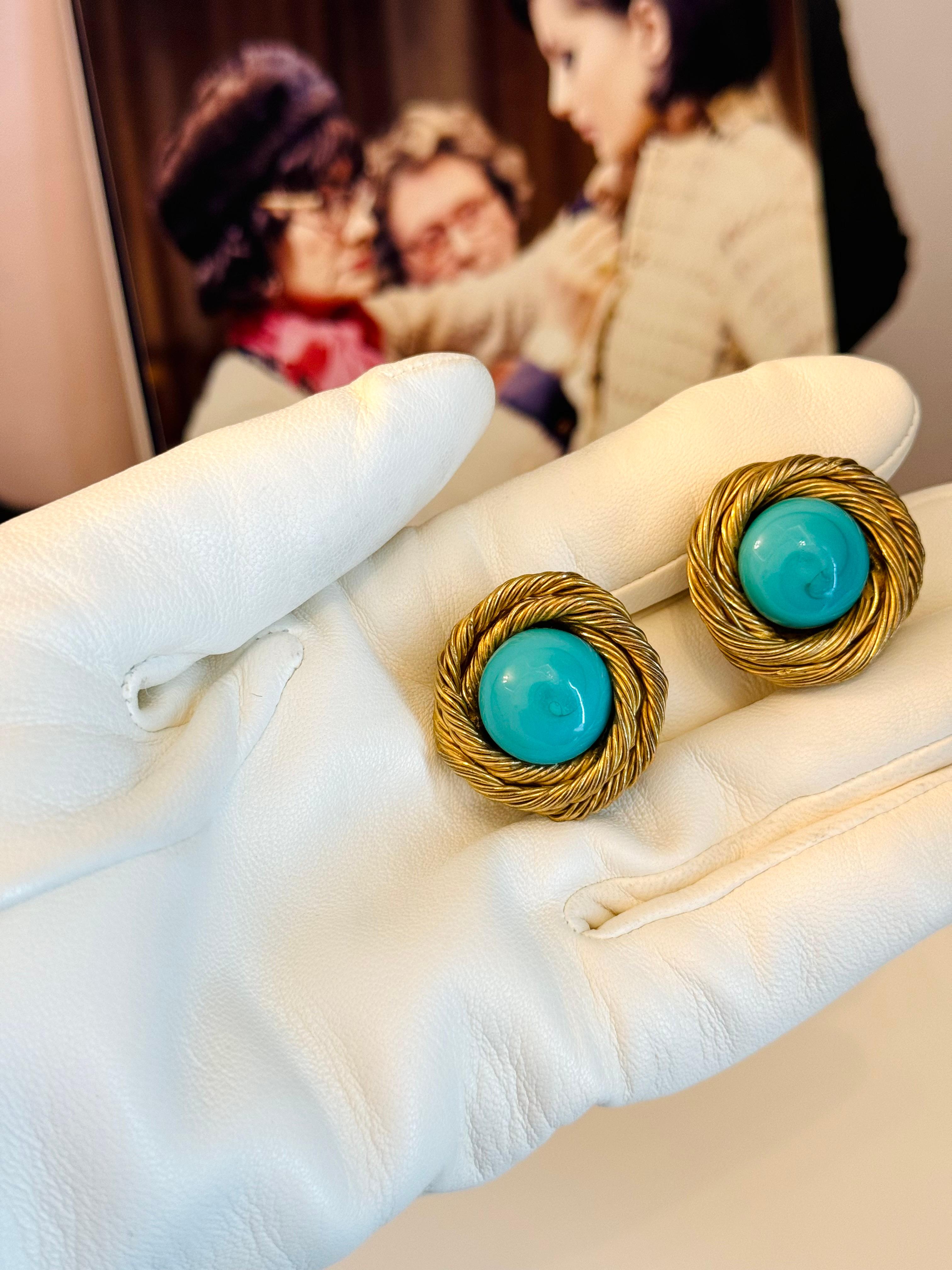 Chanel Goossens vintage 1960’s Turquoise earrings 1
