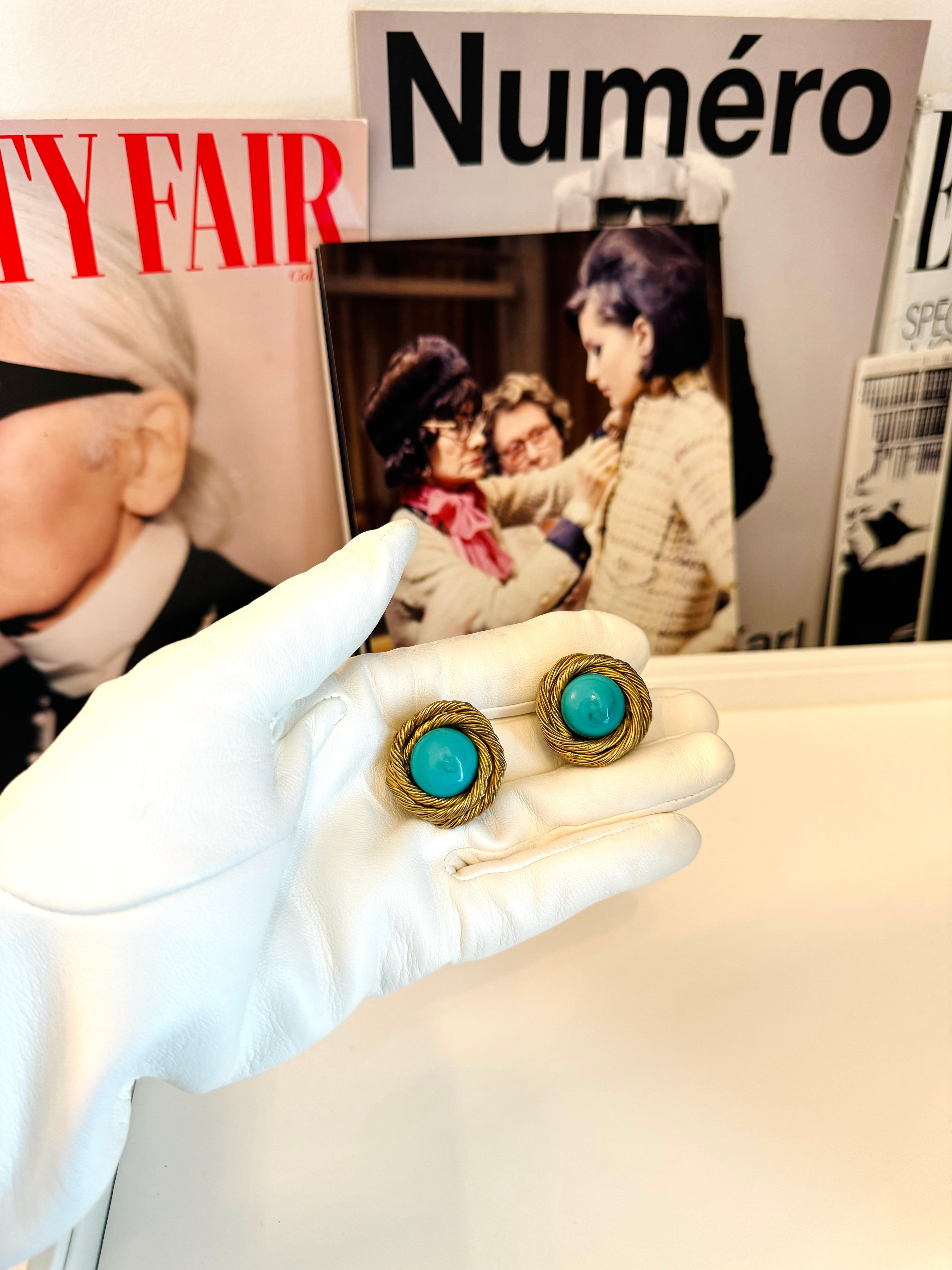 Chanel Goossens vintage 1960’s Turquoise earrings 3