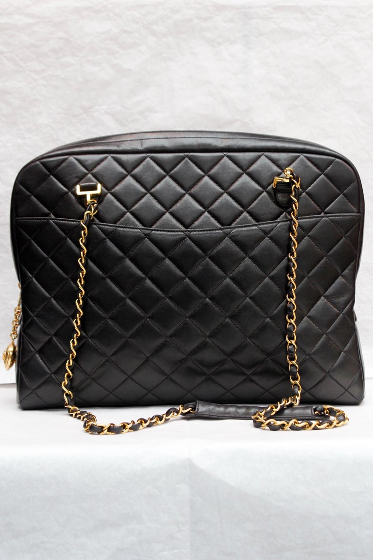 Chanel camera bag in black quilted lambskin at 1stDibs