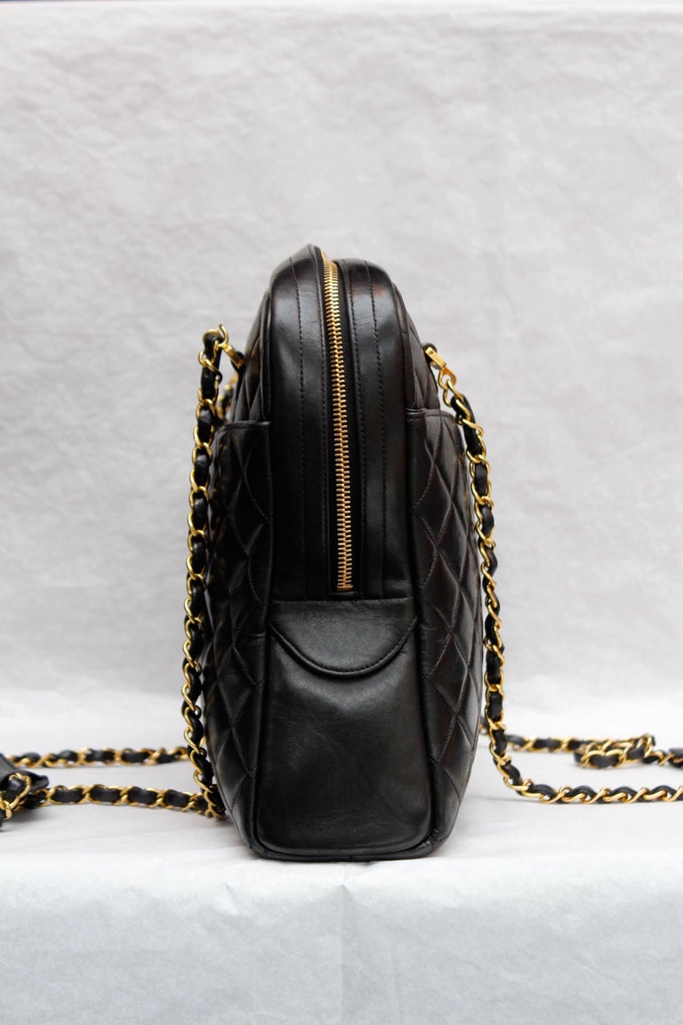 Chanel camera bag in black quilted lambskin at 1stDibs