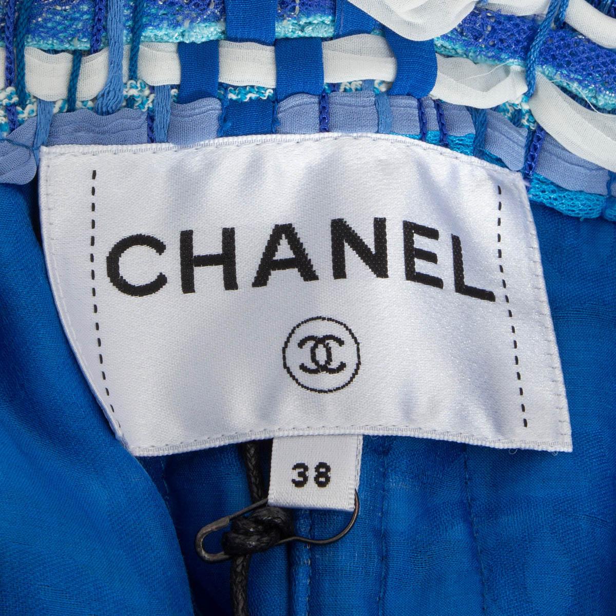 CHANEL Veste bleu dégradé 2018 GREECE BOUCLE TWEED Jacket 38 S 18C en vente 2