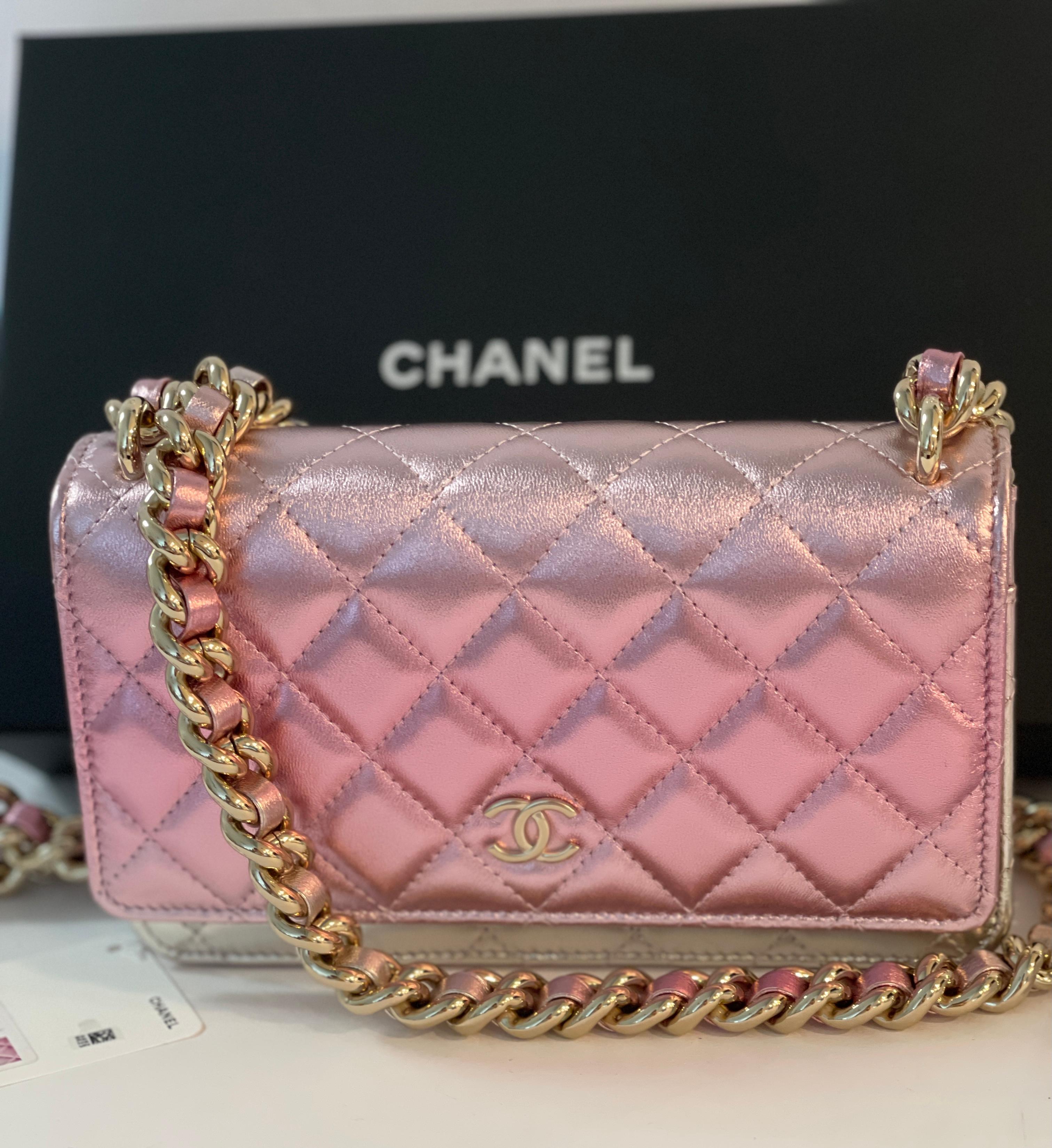 chanel iridescent wallet on chain