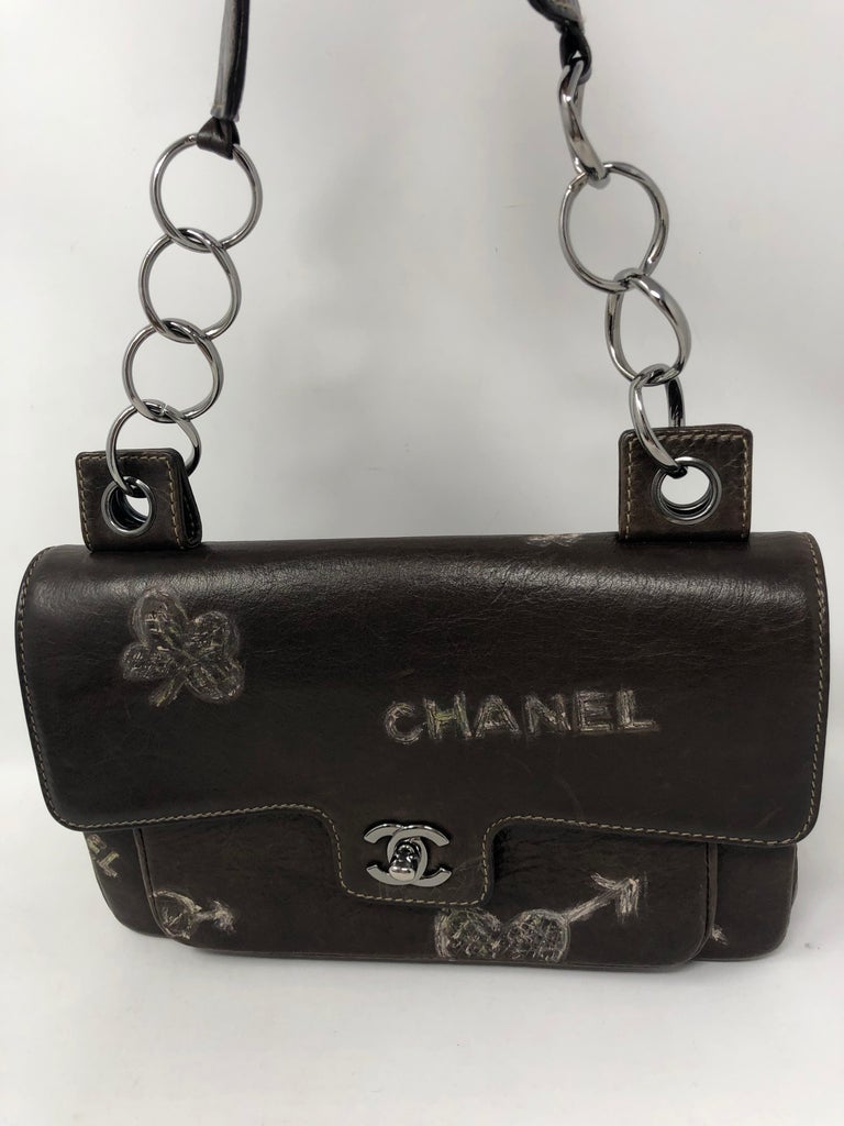 Chanel Graffiti Brown Leather Shoulder Bag at 1stDibs