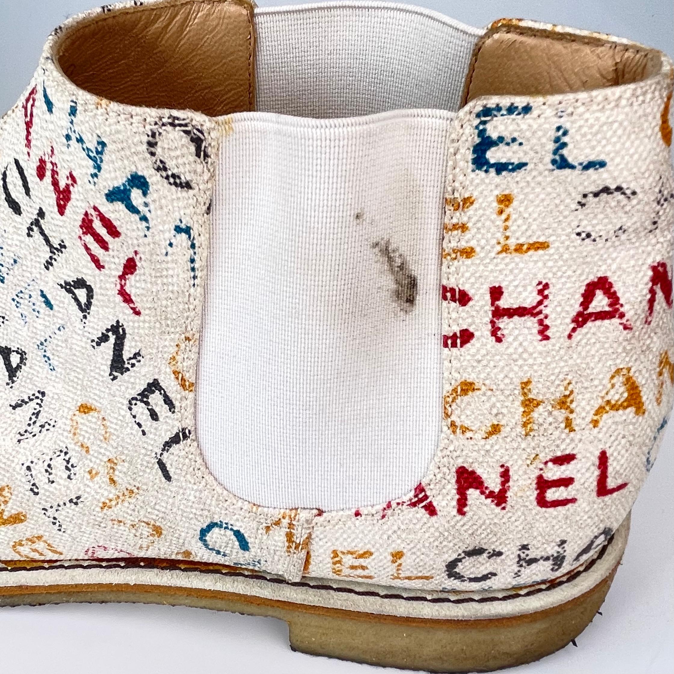 Beige Chanel Graffiti Chukka Cream Boot Mens (43 EU) For Sale