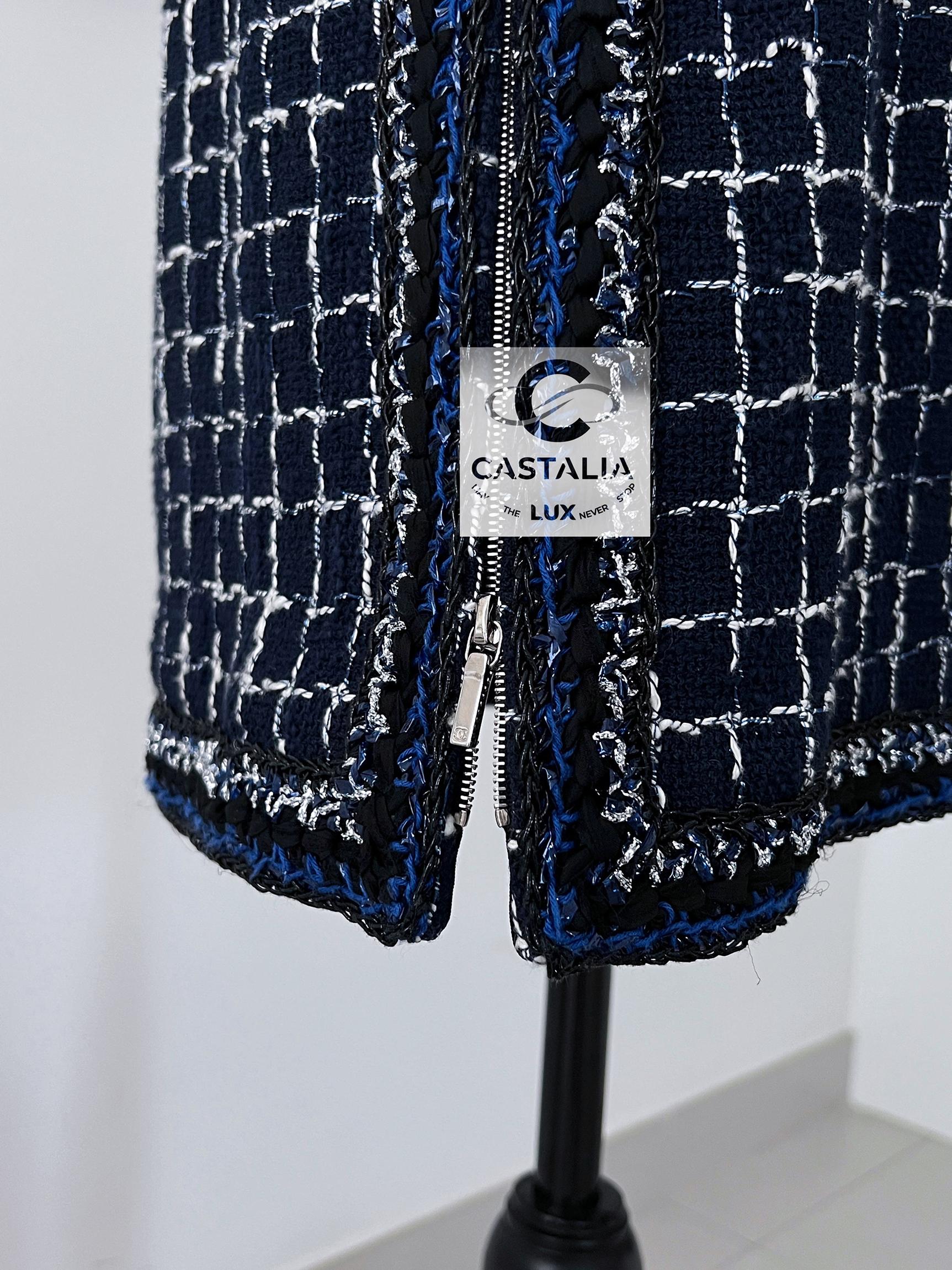 Chanel Graffiti Collection Navy Tweed Dress 48 FR 5