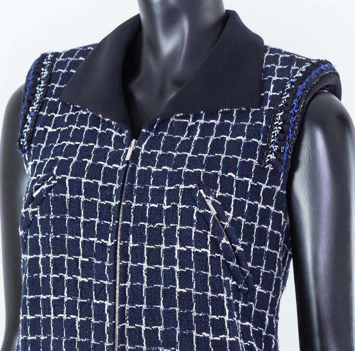 Chanel Graffiti Collection Navy Tweed Dress 48 FR 8