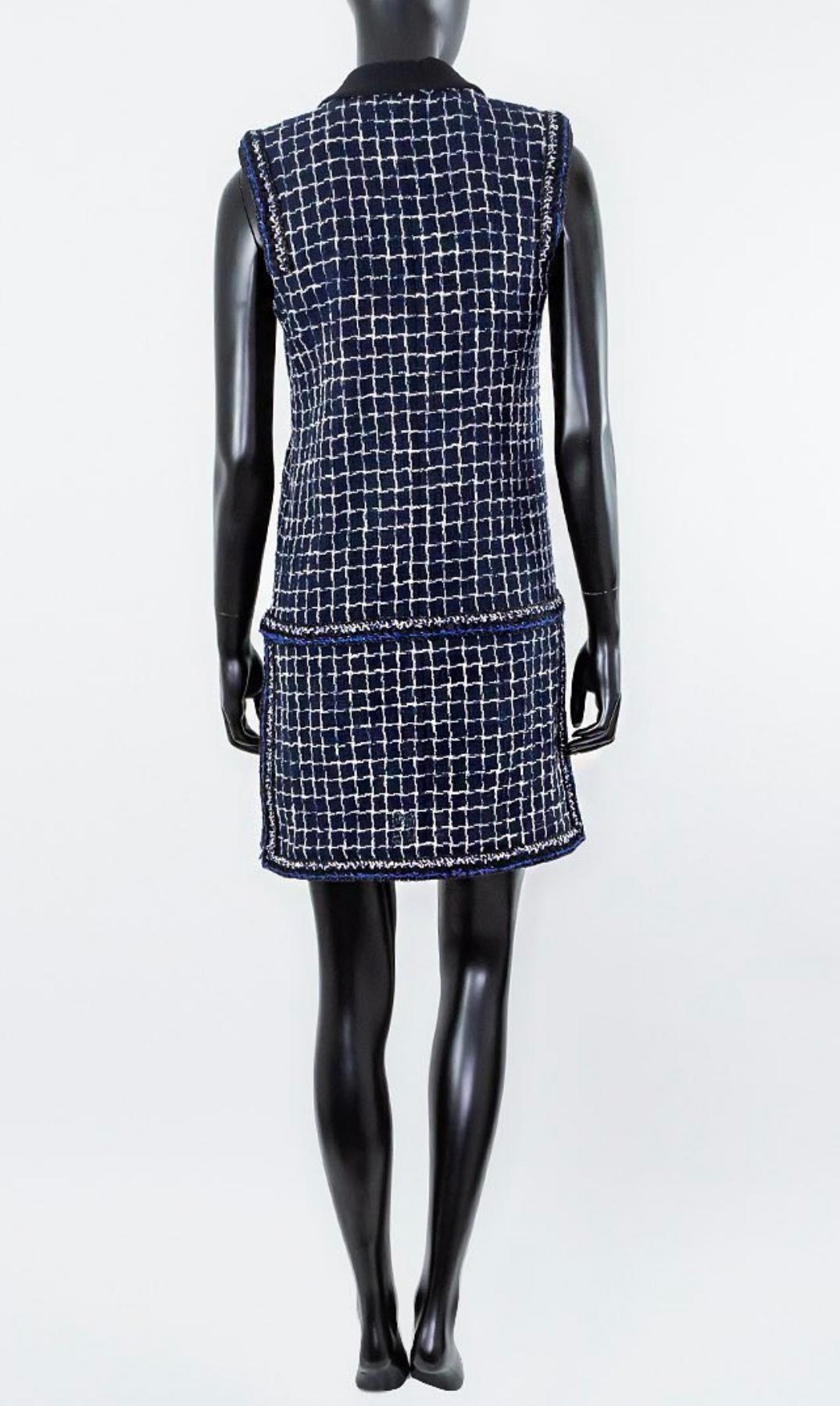 Chanel Graffiti Collection Navy Tweed Dress 48 FR 9