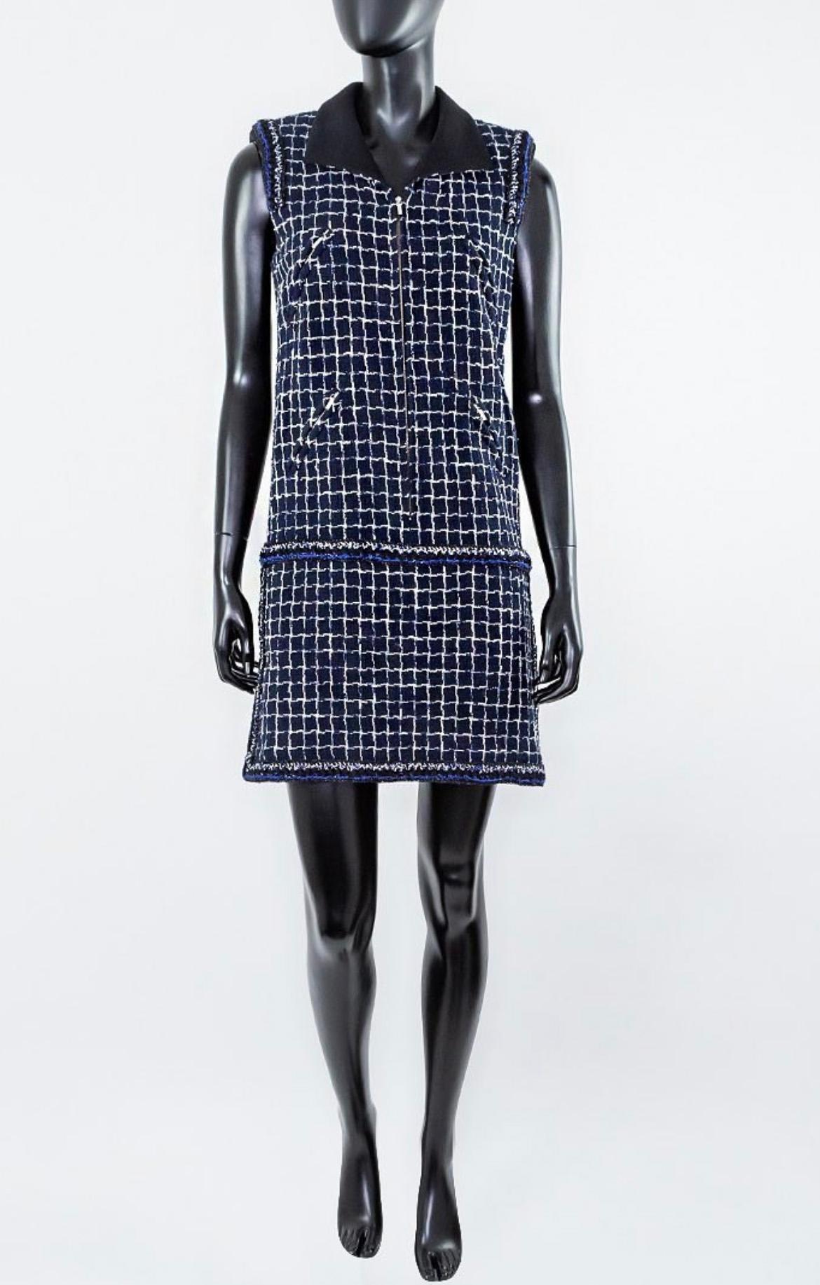 Chanel Graffiti Collection Navy Tweed Dress 48 FR 1