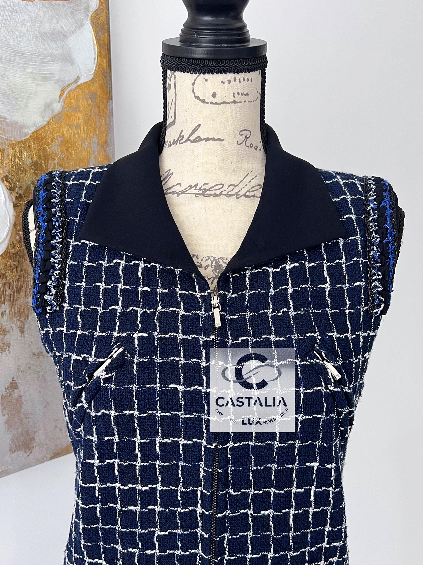 Chanel Graffiti Collection Navy Tweed Dress 48 FR 2