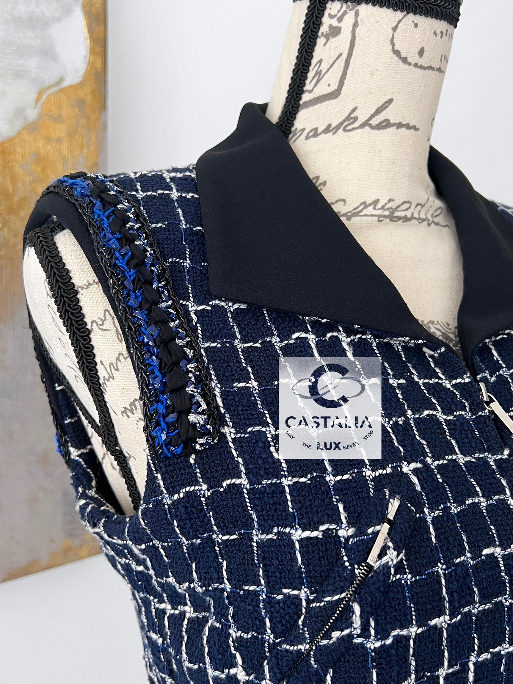 Chanel Graffiti Collection Navy Tweed Dress 48 FR 3