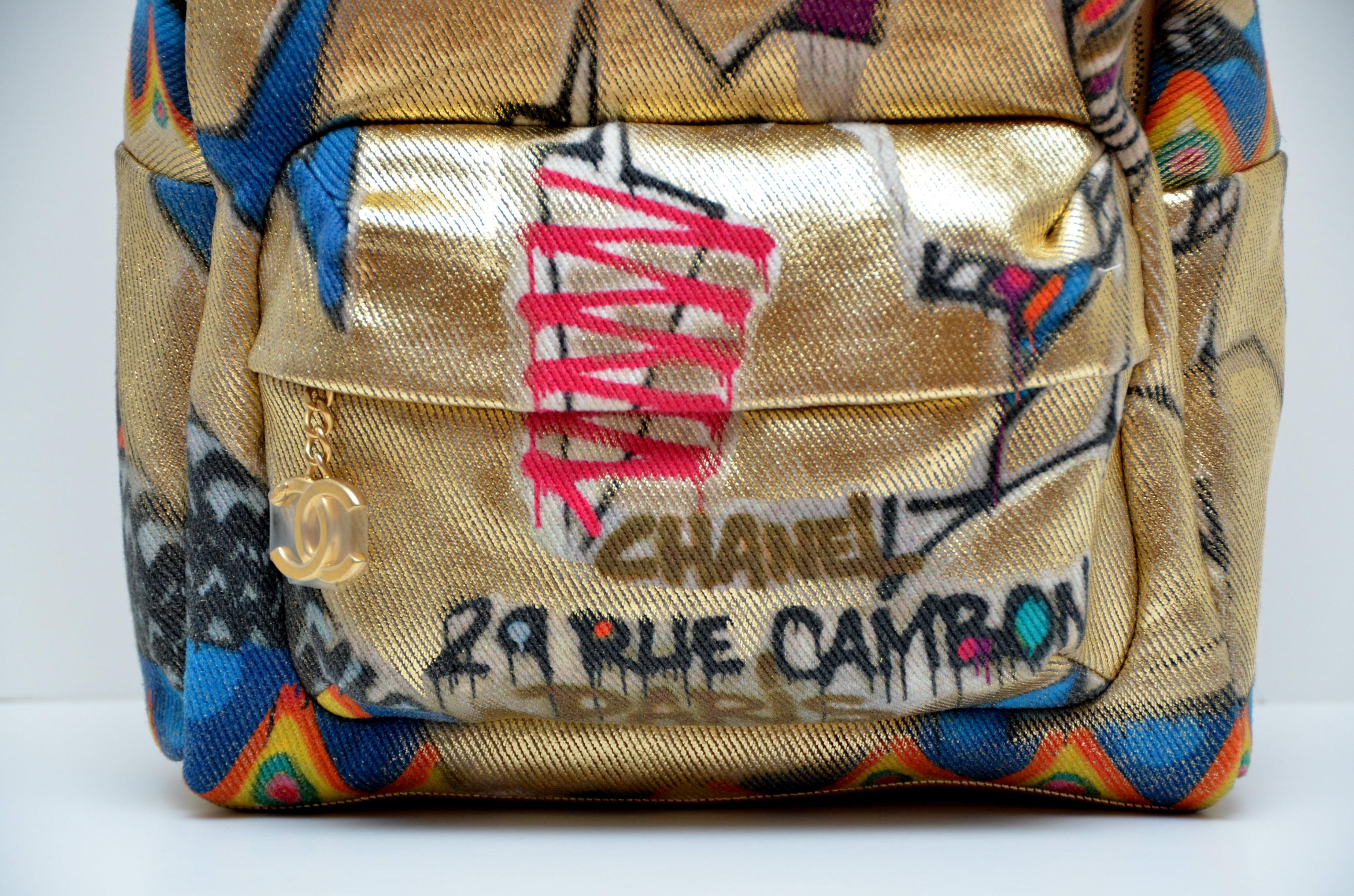 backpack with gold tag