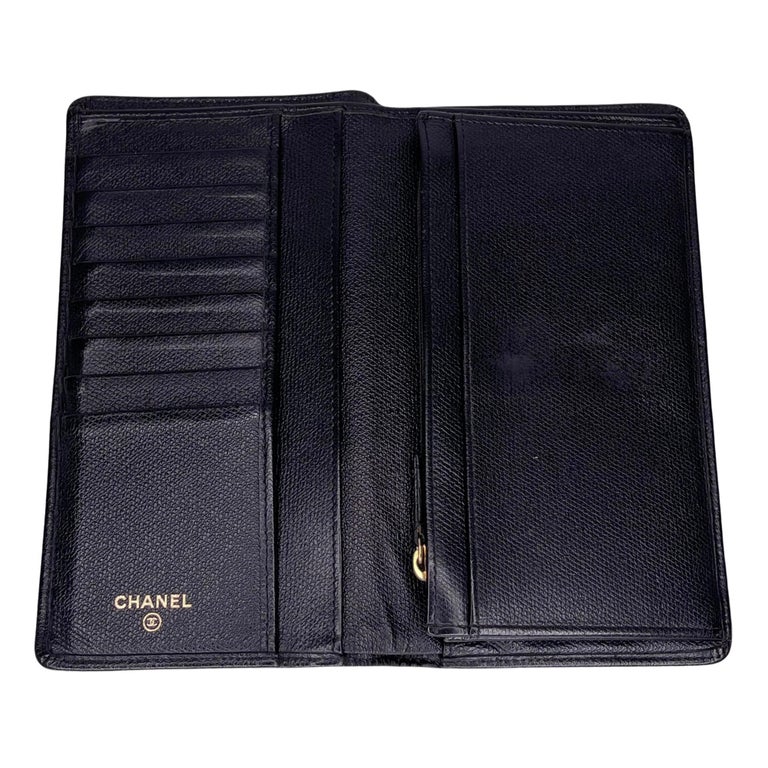 Chanel Grained Calfskin CC Button Long Wallet For Sale at 1stDibs
