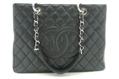 CHANEL GST en cuir de veau Grain 13" Grand Shopping Tote Chain Shoulder