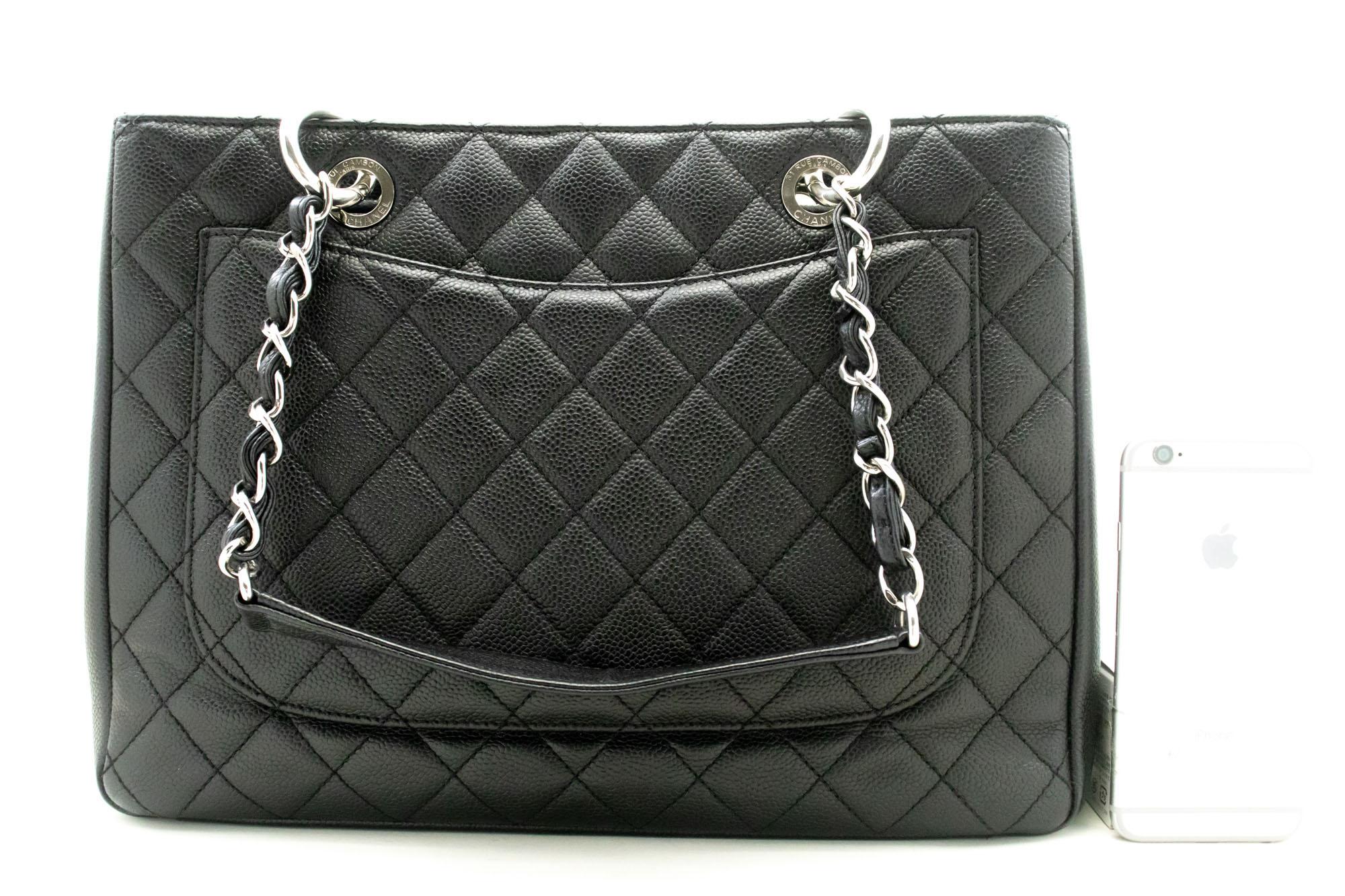 Black CHANEL Grained Calfskin GST 13